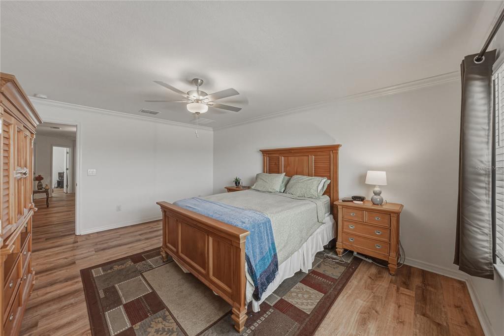 30688 Veridian Way Wesley Chapel, FL 33543 - Photo 24 of 55 a bedroom with a bed and a chandelier