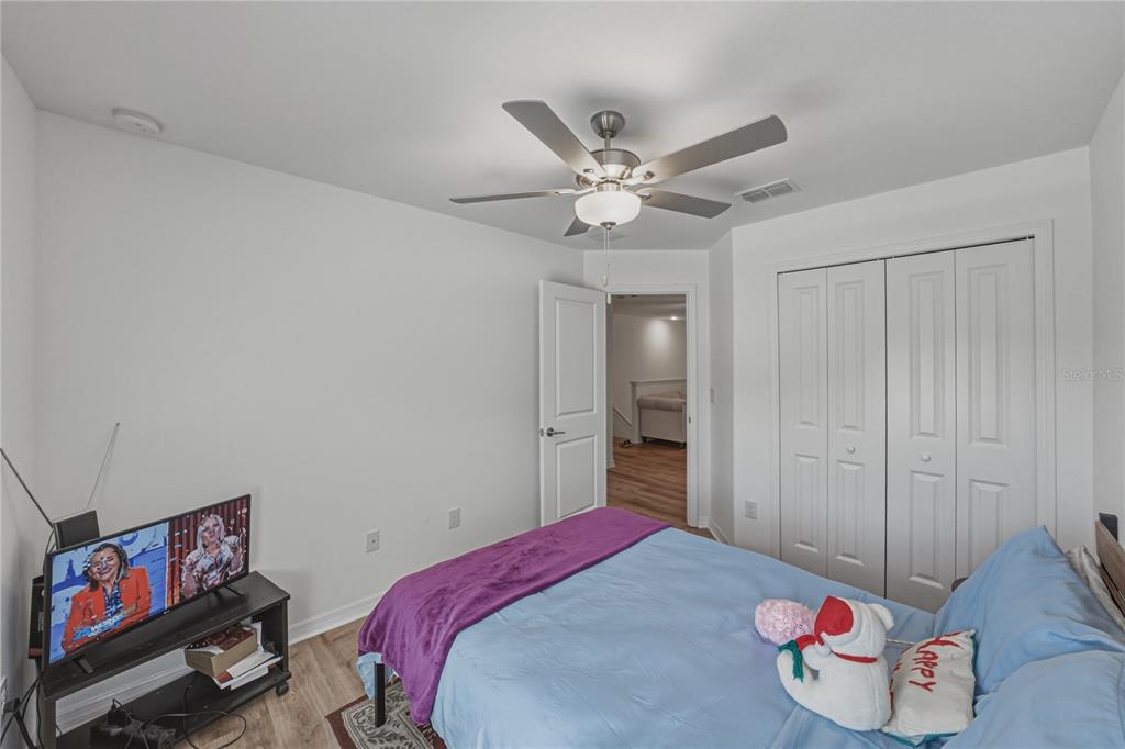 30688 Veridian Way Wesley Chapel, FL 33543 - Photo 33 of 55 a bedroom with a bed and a chandelier