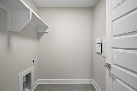 a view of small space with racks on the wall