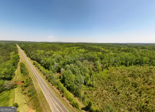 a view of a green field with lots of bushes