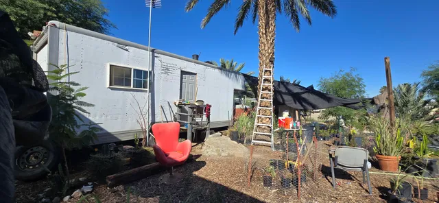 a view of a water with a mountain view