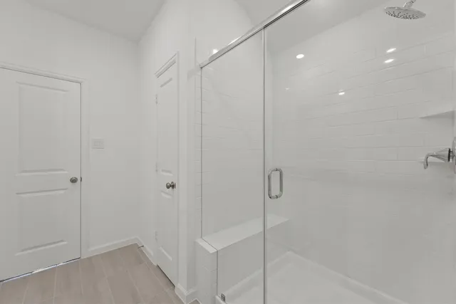 a bathroom with a shower
