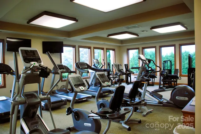 a view of a room with gym equipment
