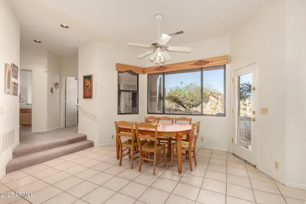 a dining room well furnished