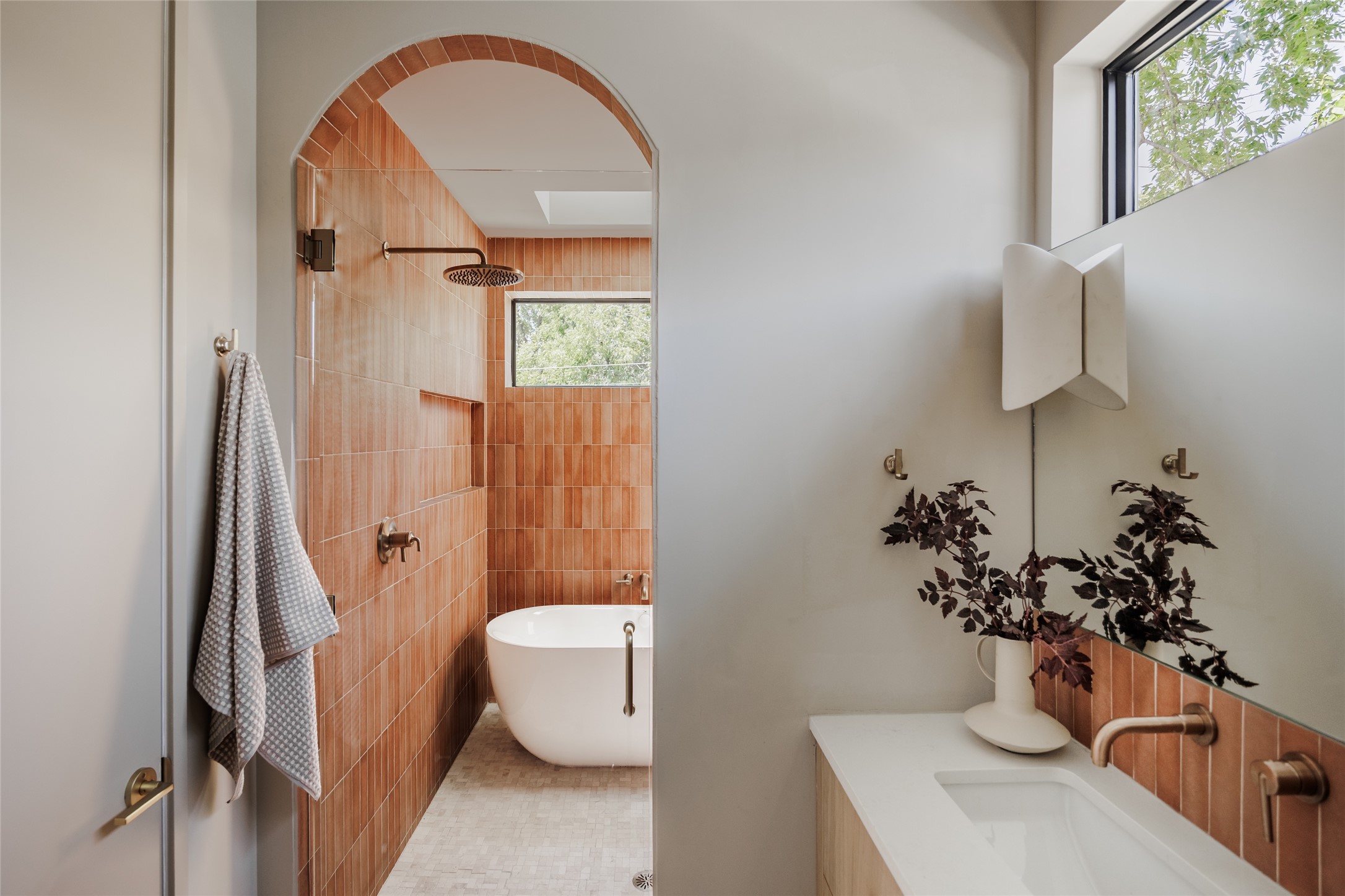 Undisclosed Address Austin, TX 78702 - Photo 24 of 38 Full bath featuring a freestanding bath, vanity, and a shower