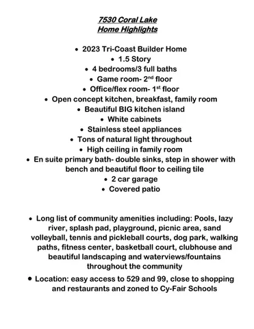 $400,000 | 7530 Coral Lk Drive, Cypress, TX 77433