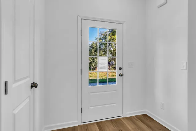 an empty room with windows