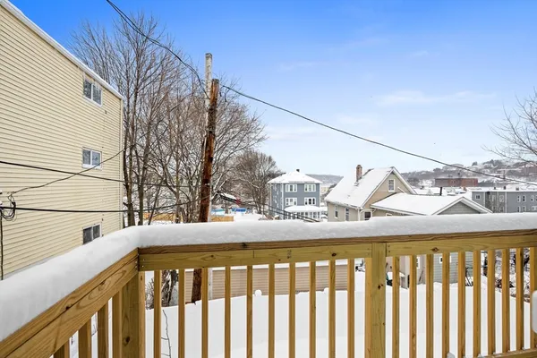 a view of a building from a balcony