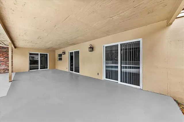 a view of a garden with an outdoor space