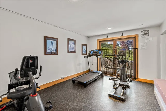 a view of a room with gym equipment