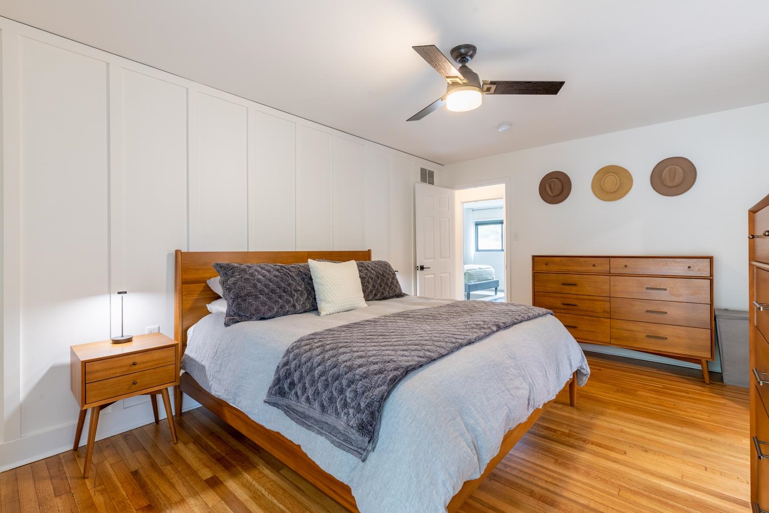 6270 Quince Road Memphis, TN 38119 - Photo 16 of 28 Bedroom with ceiling fan and light hardwood / wood-style flooring