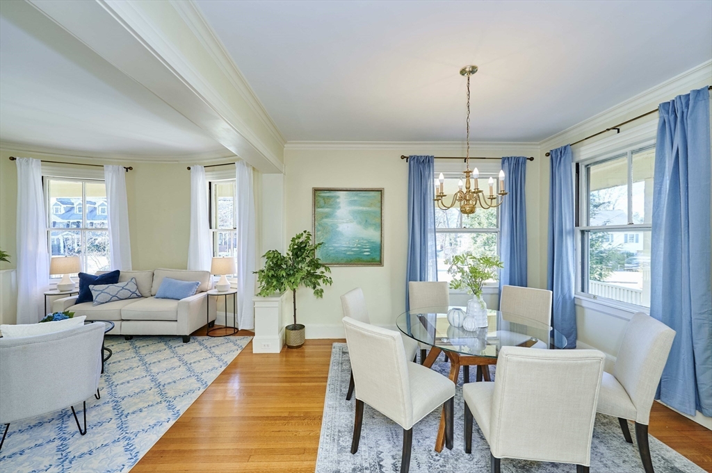 32 Lenox Street Newton, MA 02465 - Photo 5 of 36 a living room with furniture potted plant and a chandelier