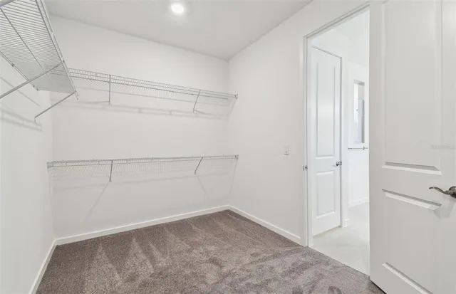 a view of a room with racks on the wall