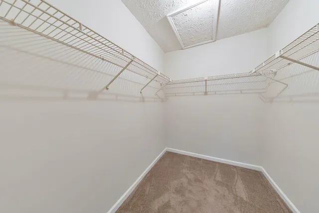 a view of a room with racks on the wall