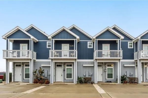 a front view of residential houses