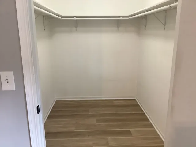 a view of an empty walk in closet