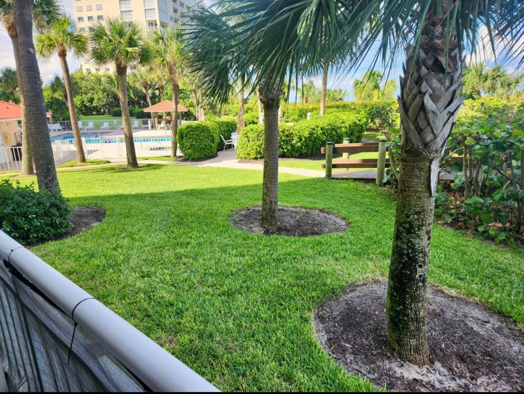 3870 North Hwy A1A, Unit 1011 Hutchinson Island, FL 34949 - Photo 22 of 30 a view of a garden with palm trees