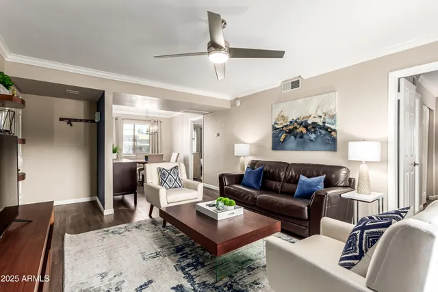 a living room with furniture