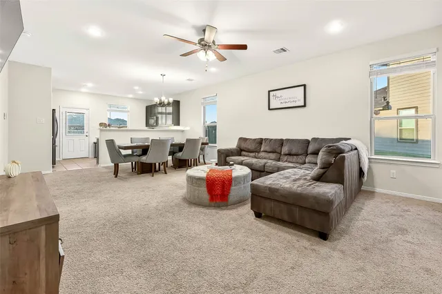 a living room with furniture