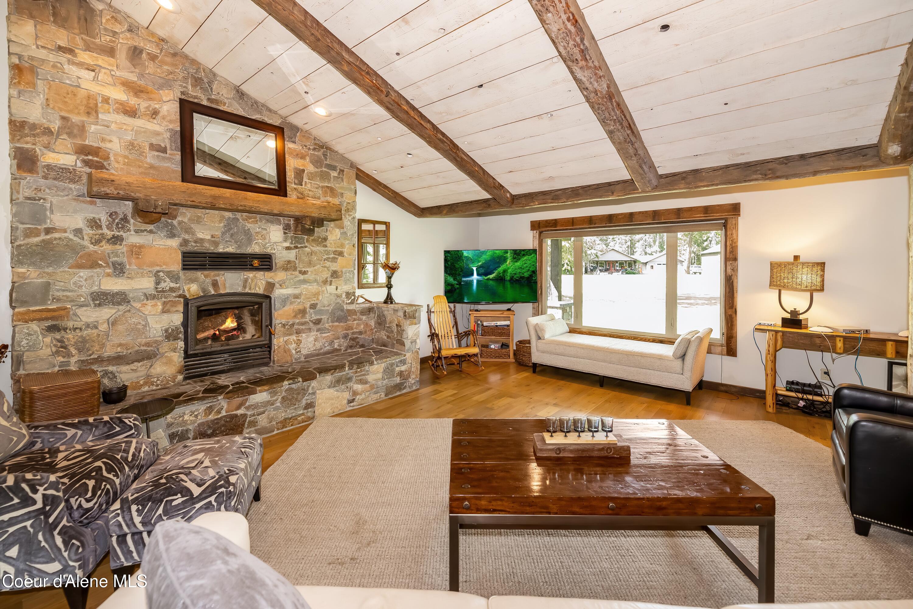 435 Shady Pines Loop Priest Lake, ID 83856 - Photo 19 of 85 Stone Fireplace