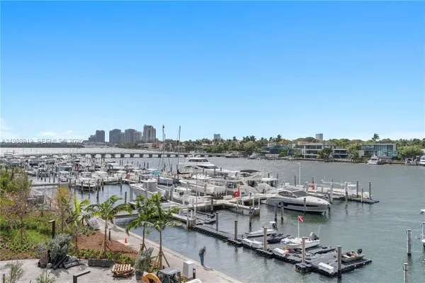 a view of a lake with a city view