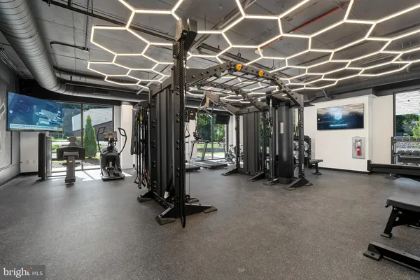 a view of a room with gym equipment