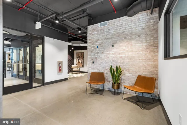 a building outdoor space with patio furniture