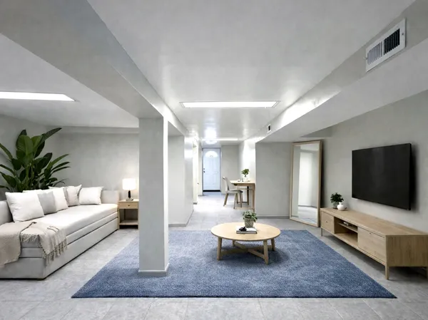 a living room with furniture and a flat screen tv