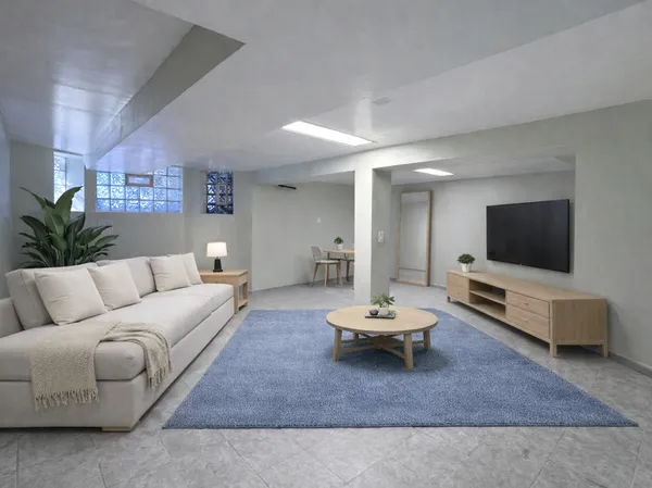 a living room with furniture and a flat screen tv