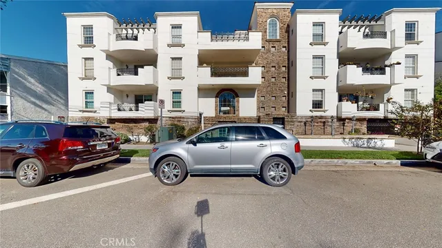 a car parked in front of a building