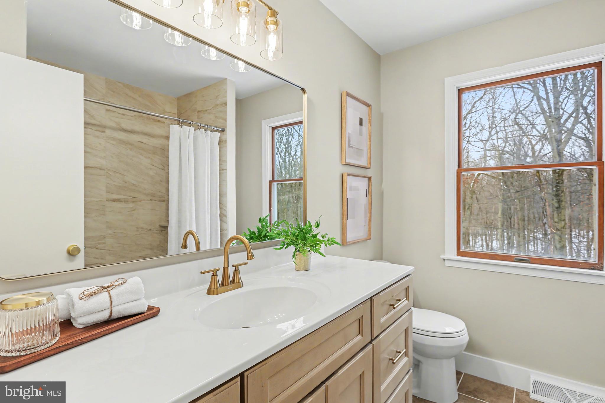 175 Timber Lane Lebanon, PA 17042 - Photo 32 of 39 a bathroom with a granite countertop sink mirror and a window