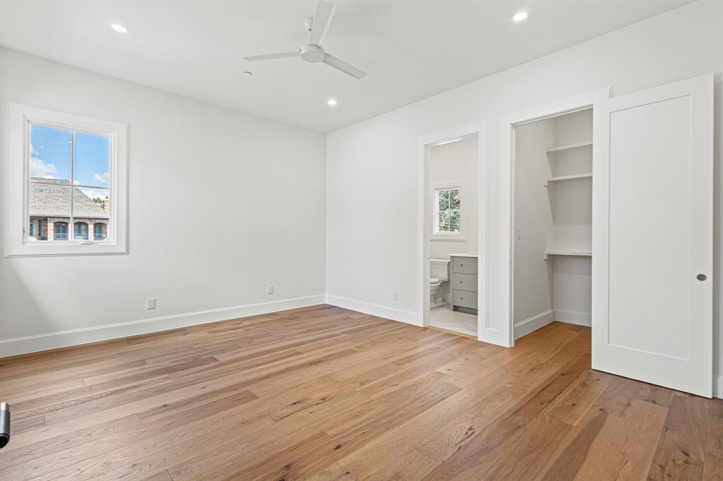 5925 Williamstown Road Dallas, TX 75230 - Photo 33 of 39 Unfurnished room featuring light wood-type flooring, recessed lighting, and a ceiling fan