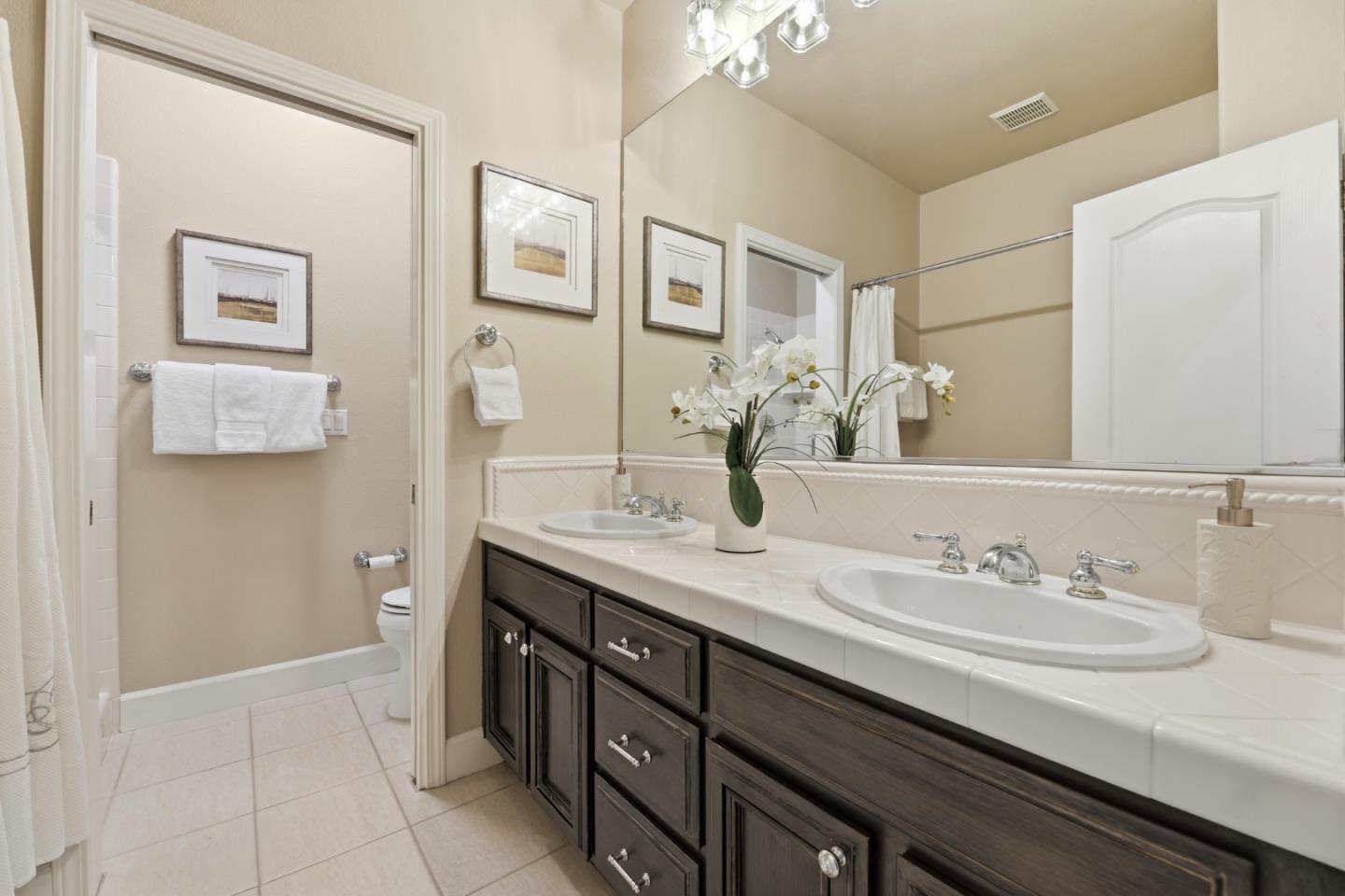 1134 Falcon Ridge Court San Jose, CA 95120 - Photo 39 of 63 a spacious bathroom with a granite countertop sink a mirror and a