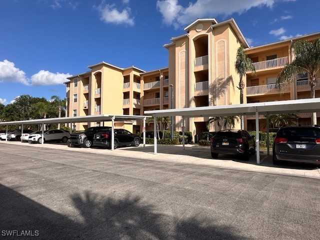 a view of a building with a street