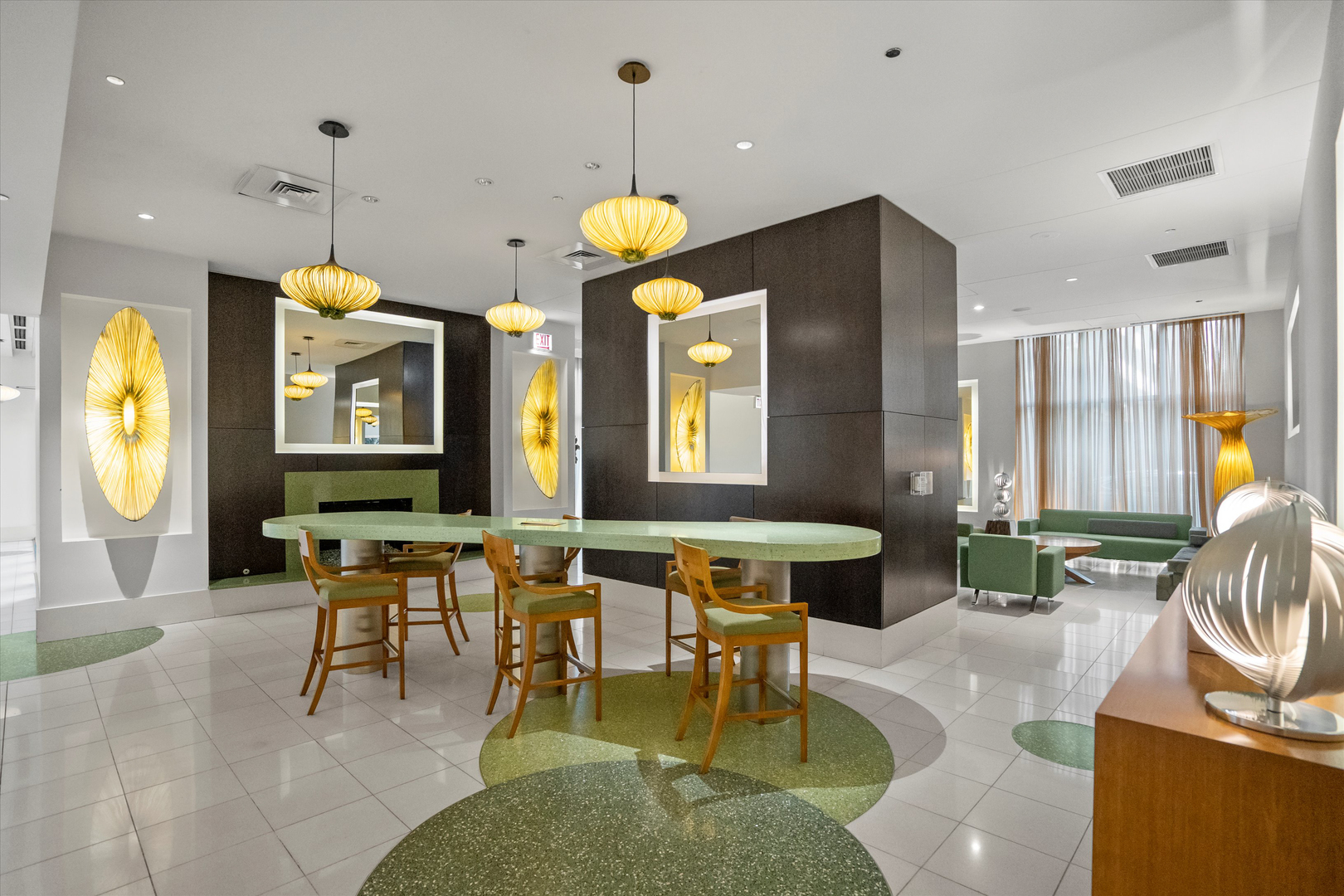 125 South Green Street, Unit 806A Chicago, IL 60607 - Photo 29 of 35 a living room with dining table and a chandelier