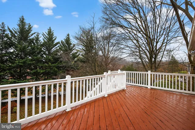 a view of a wooden roof deck