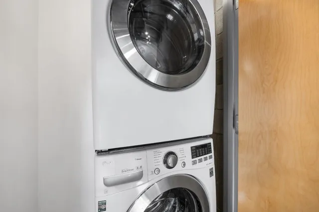 a close up view of washer and dryer