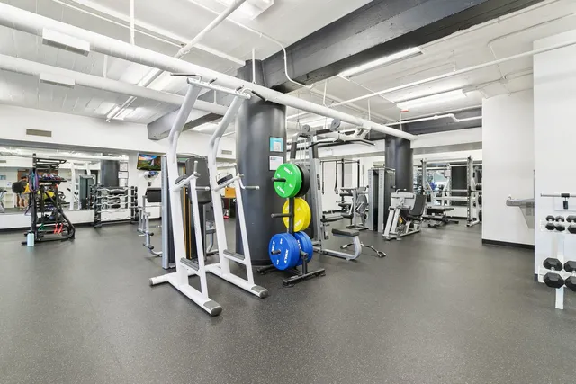 a view of a room with gym equipment