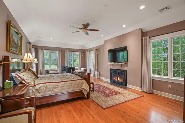 a bed room with furniture and a fireplace