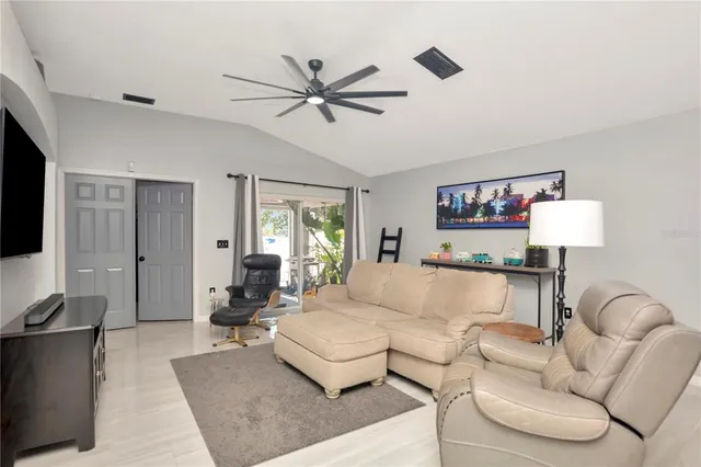 a living room with furniture