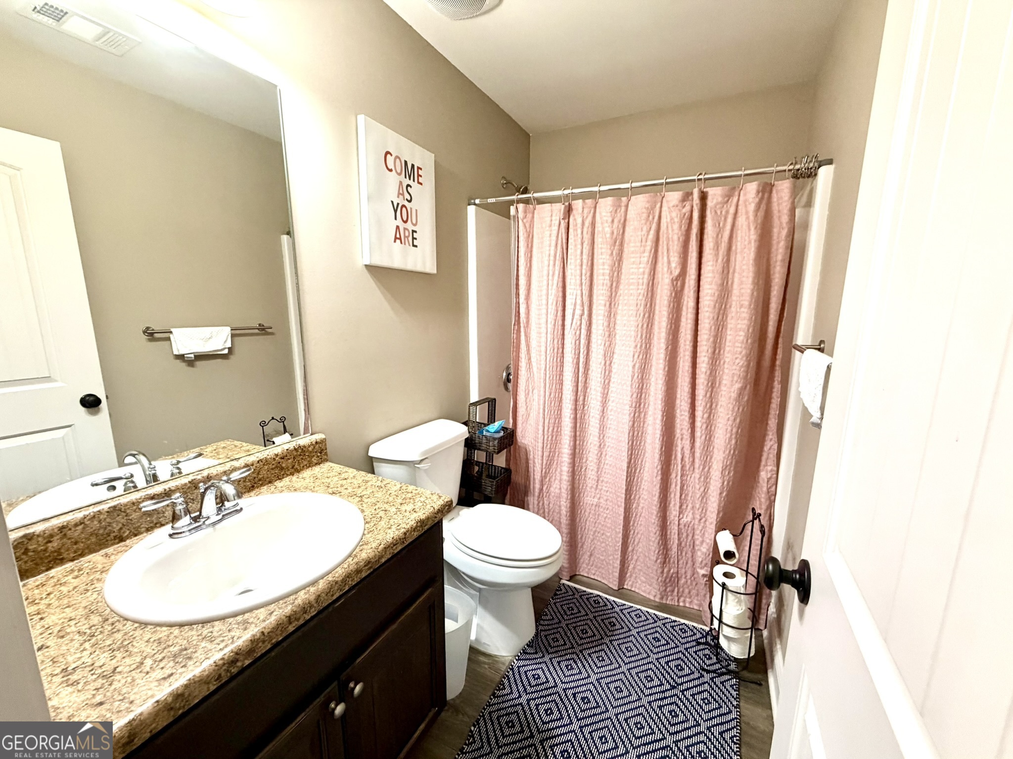 111 Bridle Path Griffin, GA 30224 - Photo 17 of 20 a bathroom with a sink a toilet and a mirror
