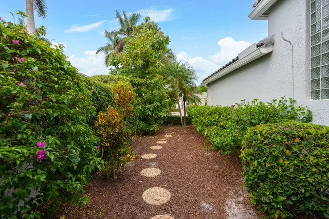 a view of an outdoor space and trees all around