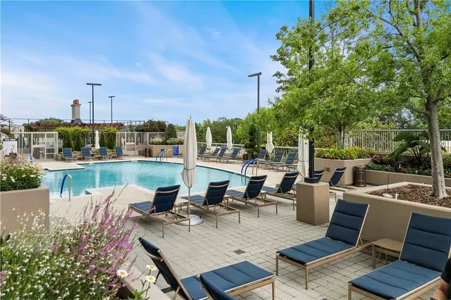 a view of a terrace with furniture