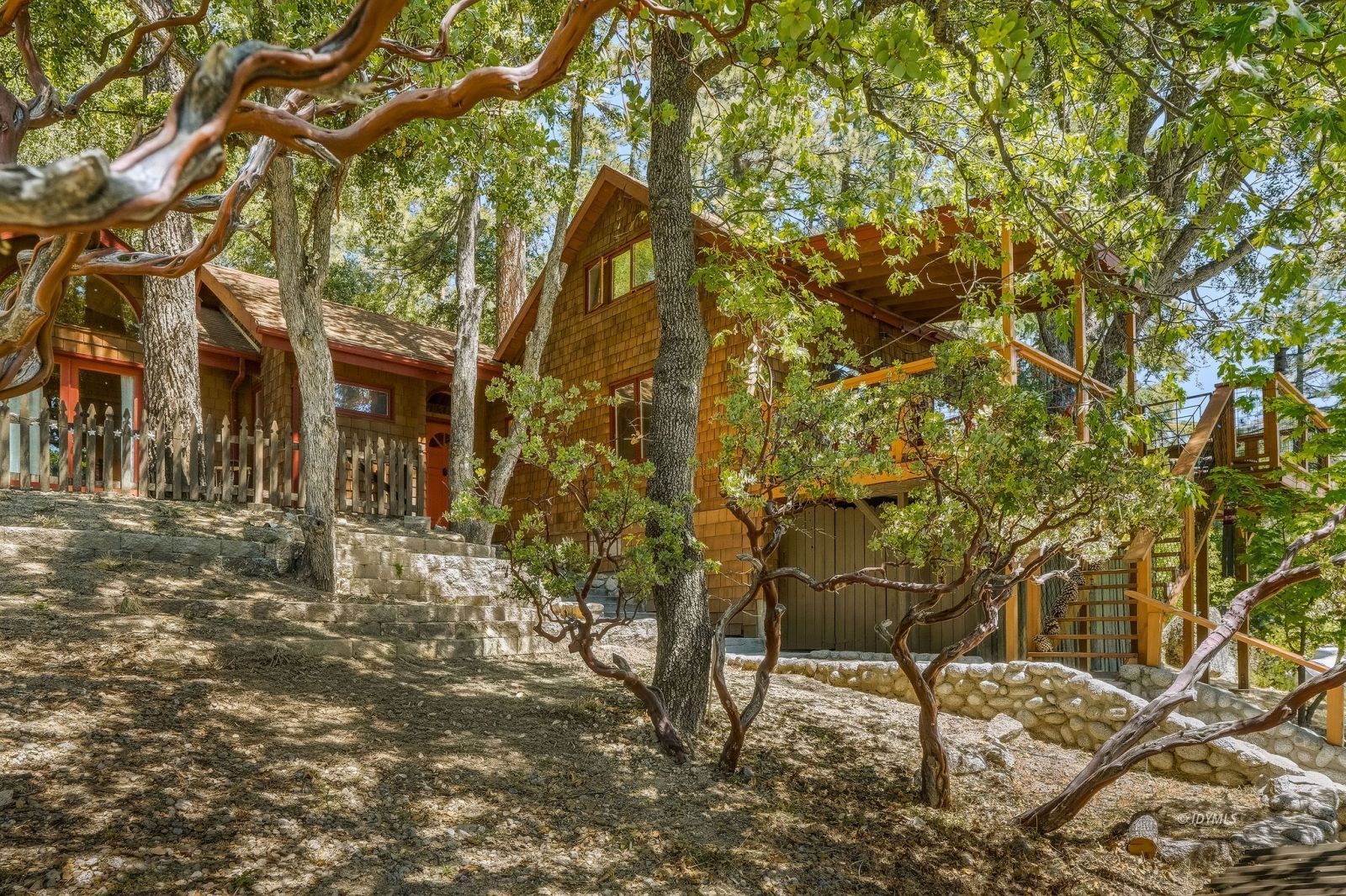 24945 Marion Ridge Drive Idyllwild, CA 92549 - Photo 44 of 53 a backyard of a house with large trees