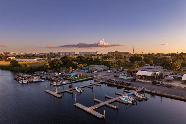 a view of a lake with houses