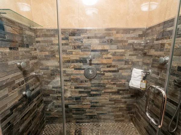 a bathroom with a shower