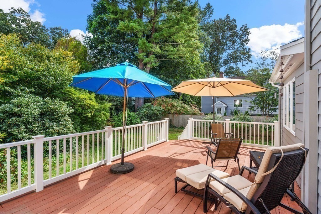 82 Beechwood Road Wellesley, MA 02482 - Photo 22 of 25 a view of balcony with wooden floor and umbrella