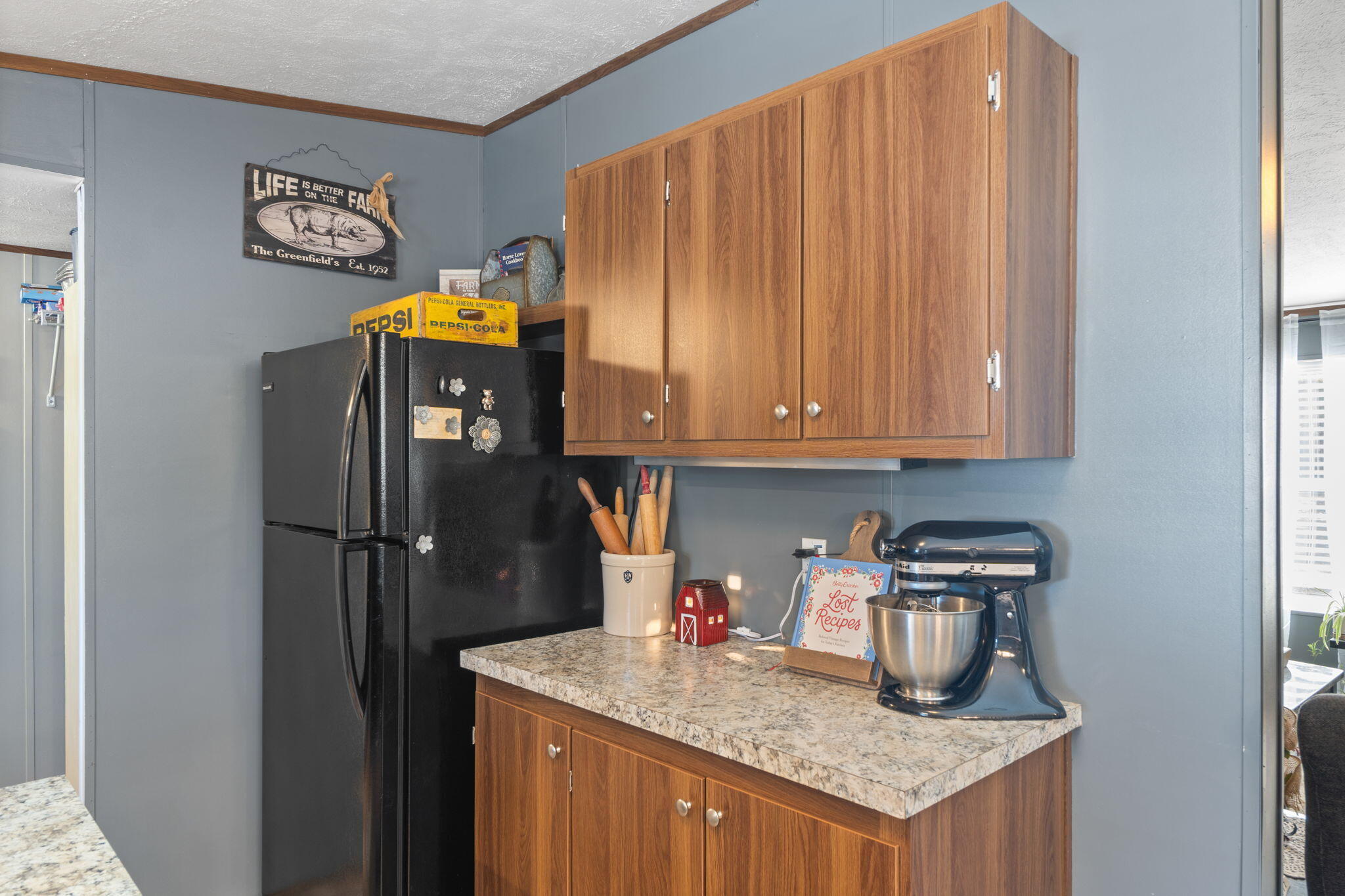 8680 John Hamm Road Milton, FL 32583 - Photo 14 of 44 a kitchen with granite countertop stainless steel appliances a refrigerator and a sink