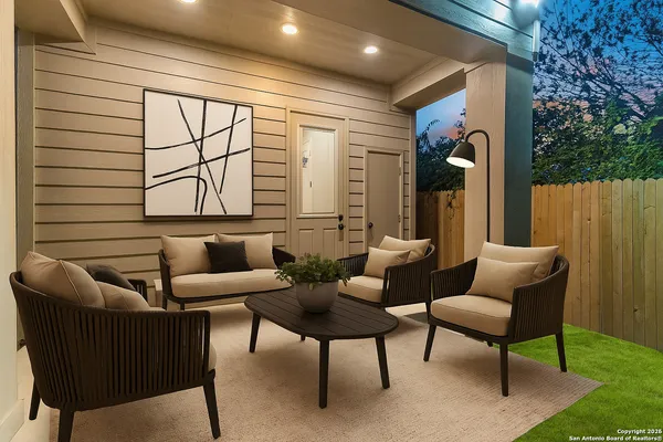a outdoor living space with furniture