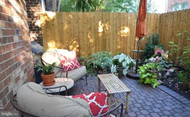 a outdoor view with a seating space